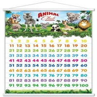 Animal Club-számok fali poszter fa mágneses kerettel, 22.375 34