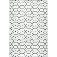 Nuloom Josie Hand Loomed Cotton Flatweave geometriai rácsos terület szőnyeg, 6 '9', elefántcsont