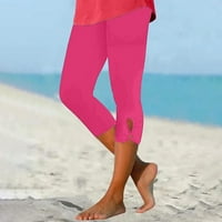 Daqian Női nadrág Clearance női nyári magas derekú Egyszínű Capris Matching Slim illeszkedő jóga tornaterem nadrág