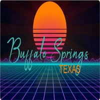 Buffalo Springs Texas Vinyl Matrica Stiker Retro Neon Design