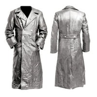 Tawop férfi téli kabátok Férfi Alkalmi Egyszínű Hosszú kabát vékony bőrkabát Vintage bőrkabát fehér 8