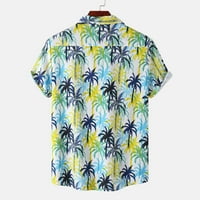 Trópusi nyomtatott strand felsők férfiaknak alkalmi galléros ing gomb Fel galléros ing rövid ujjú Hawaii ing