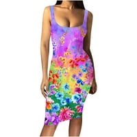 Finelylove alkalmi nyári ruhák pasztell színű ruha nőknek A-line hosszú ujjatlan nyomtatott Lila XL