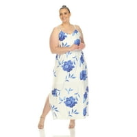Fehér Mark Női Virágmintás Spagetti heveder oldalsó hasított Maxi ruha