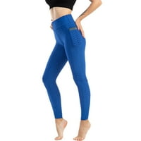 Női Stretch Jóga Leggings Fitness Futás Tornaterem Sport Teljes Hosszúságú Aktív Nadrág Kék M