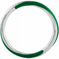 Ezüst Csavart Zöld Zománcozott Gyűrű