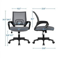 Smile Mart állítható középső hátsó háló forgó irodai szék kartámaszokkal, sötétszürke