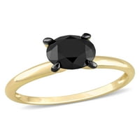 Miabella női karátos T.W. Fekete gyémánt 10KT sárga arany pasziánsz eljegyzési gyűrű