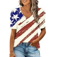 Clearance Női póló amerikai zászló ing női július 4 ruhák hazafias Rövid ujjú tunika felsők