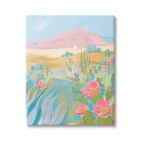 Stupell Desert Canyon Élénk Kaktuszok Növények Táj Festmény Galéria Csomagolva Vászon Nyomtatás Wall Art