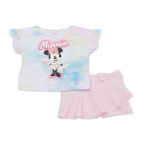 Minnie Mouse Baby kisgyermek lány fodros póló és lendületes díszlécek, ruhakészlet