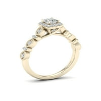 3 8ct tdw hercegnő gyémánt 10k sárga arany eljegyzési gyűrű