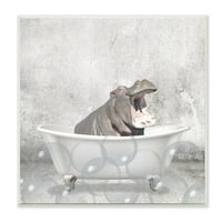 Stupell Industries baba víziló fürdő idő aranyos állat Design fal plakk Kim Allen
