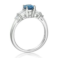 Jay Heart Sterling ezüst valódi svájci kék topaz és fehér zafírgyűrűt készített