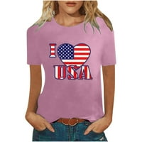 Amerikai zászlós ingek nőknek Indepence Day hazafias ing július 4. póló felsők V-nyakú Rövid ujjú Nyári póló