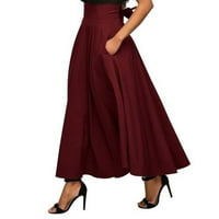 Kcocoo női szoknyák Alkalmi A-vonalú szoknya magas derék szoknya boka hosszúságú szoknyák Poliészter Piros XL