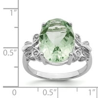 Primal ezüst ezüst ródium zöld kvarc és gyémánt gyűrű