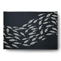 Egyszerűen Daisy 5 '7' Escuela tengeri chenille szőnyeg, cápakék és fehér