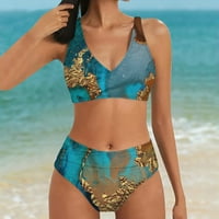 Női fürdőruha női nyári alkalmi Bikini Split Print fürdőruha magas derékú Bikini szett nőknek