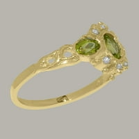 Brit készült 14K sárga arany gyűrű természetes Peridot & köbös Cirkónia női eljegyzési gyűrű - méret opciók-Méret 11
