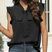 Női felsők Divat Női laza kényelmes rövid ujjatlan V nyakú Szilárd pólók Fekete XL