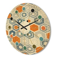 Designart 'Hexagon retro minta ix' század közepén modern fa falóról