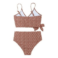 Női fürdőruha, női Bikini virágos szett fürdőruha két töltött melltartó fürdőruha Beachwear Brown XL