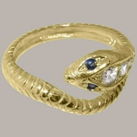 Brit gyártmányú 14k sárga arany természetes gyémánt & zafír női évforduló gyűrű-méret opciók-Méret 9