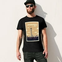 Johannesburg Vintage póló Férfi Pamut klasszikus Crewneck Rövid ujjú pólók Unise Fekete 2XL
