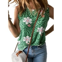 kakina S Női felsők elegáns nyári színkontraszt leopárd nyomtatás pulóver felsők blúz pulóver ingek zöld, L