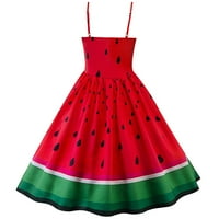 Yubnlvae virágos ruha nőknek, nők görögdinnye nyomtatás Party ruha Prom Ballgown jelmez női ruha Piros m